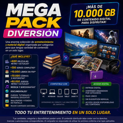 mega pack diversion y cursos 10.000 gigas