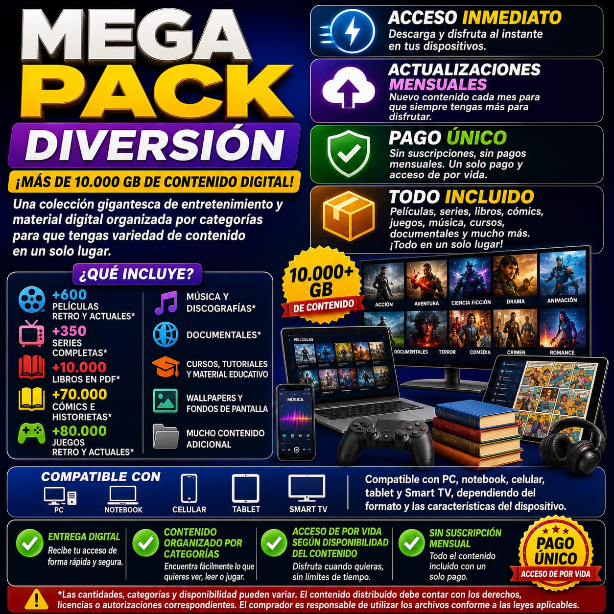mega pack diversion y cursos 10.000 gigas