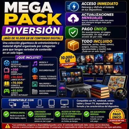 mega pack diversion y cursos 10.000 gigas