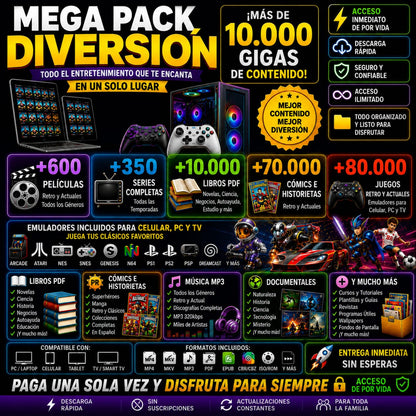 mega pack diversion y cursos 10.000 gigas